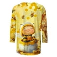 thumbnail image 5 of JTZGDY Bee Shirts for Women Funny Printed Plus Size Summer 3/4 Sleeve Round Neck Graphic T-Shirts Loose Oversized Casual Tunic Blouse Holiday Outfit Gift Clothes Yellow#04 S, 5 of 6