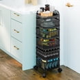 thumbnail image 2 of AQMD 5 Tiers Rotating Trolley, Square Kitchen Trolley, Rotating Kitchen Storage Shelves, Kitchen Vegetable Storage Organizer, Fruit Basket Floor Stand Shelf Fruit Tower, 2 of 8