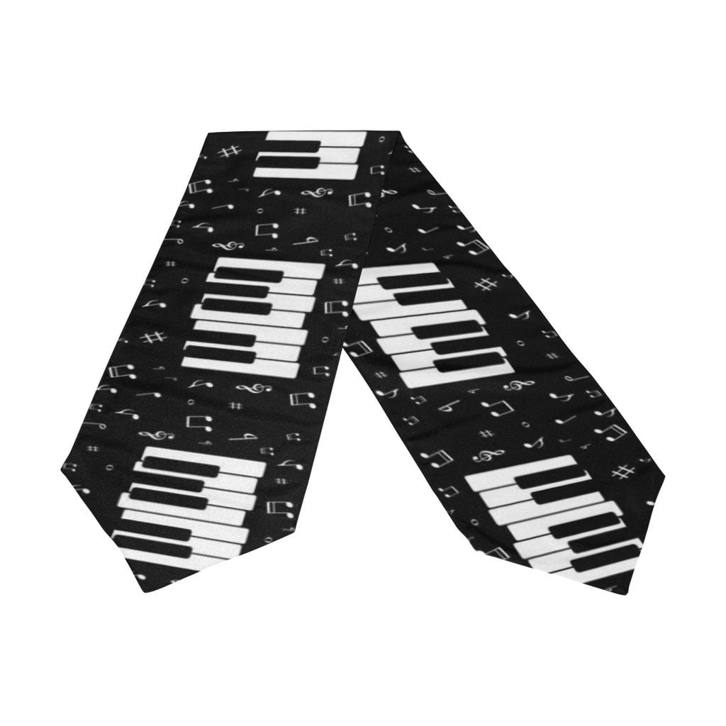 POPCreation Music Note Piano Keyboard Table Runner 13x70 Inches Black