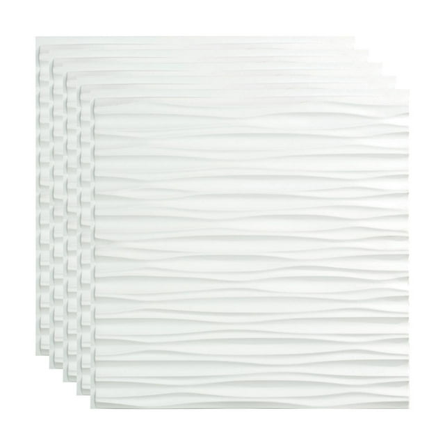 FASÄDE Dunes Horizontal Decorative Vinyl 2ft x 2ft Glue Up Ceiling Panel in Gloss White(5 Pack)