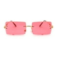 thumbnail image 1 of Luxe 90s Full Rimless Bevelled Oceanic Lens Square Sunglasses Gold Red, 1 of 4