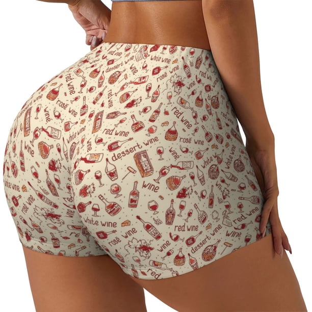 Fotbe Red Wine Shorts Sin Costuras – Shorts Deportivos de Cintura Alta para Mujer, Elásticos para Gimnasio, Yoga, Running o Ciclismo-X-Large