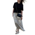 thumbnail image 2 of Women's High Waist Sparkly Sequins Midi Skirt Pencil Cocktail Party Skirt, 2 of 6