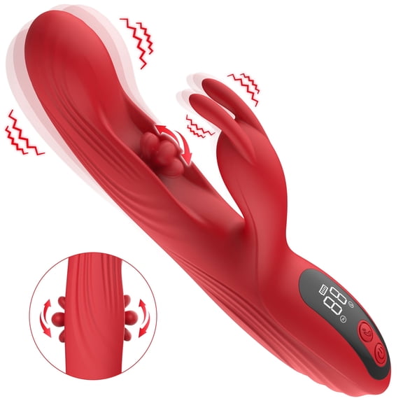 Double Side 9 Flapping & 9 Vibration Modes G-Spot Vibrator,Vibrating Rabbit Vibrators for Women,Adult Toys for Female-Red