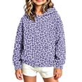 thumbnail image 2 of Falkdiz Girls Hooded Sweatshirts Cute Warm Pullover Leopard Print Outdoor School Gifts Winter Tops for Girls Long Sleeve , Purple , Size: 9-10 Years, 2 of 6
