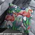 thumbnail image 2 of Castle Fairy Pink Flamingo Fabric by the Yard 2 Yards, Tropical Wildlife Sewing Fabric, Green Leaves Room Decor Fabric by the Yard, 2 of 6