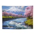 thumbnail image 5 of GOSMITH Japanese Mount Fuji Tapestry Wall Hanging 40x30 Inch Spring Pink Cherry blossoms Tapestry Blooming Sakura Trees River Landscape Japan Art Nature Tapestries for Bedroom Living Room Dorm, 5 of 7