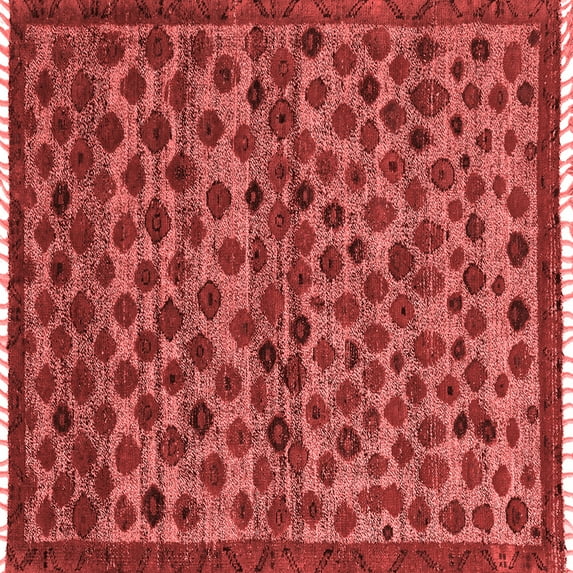 Ahgly Company Indoor Square Abstract Red Modern Area Rugs, 3' Square