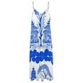 thumbnail image 6 of Blue Willow Chinoiserie Blue And White Sleeveless Dress Loose Women's Dress Dresses Luxury Evening Dresses, 6 of 9