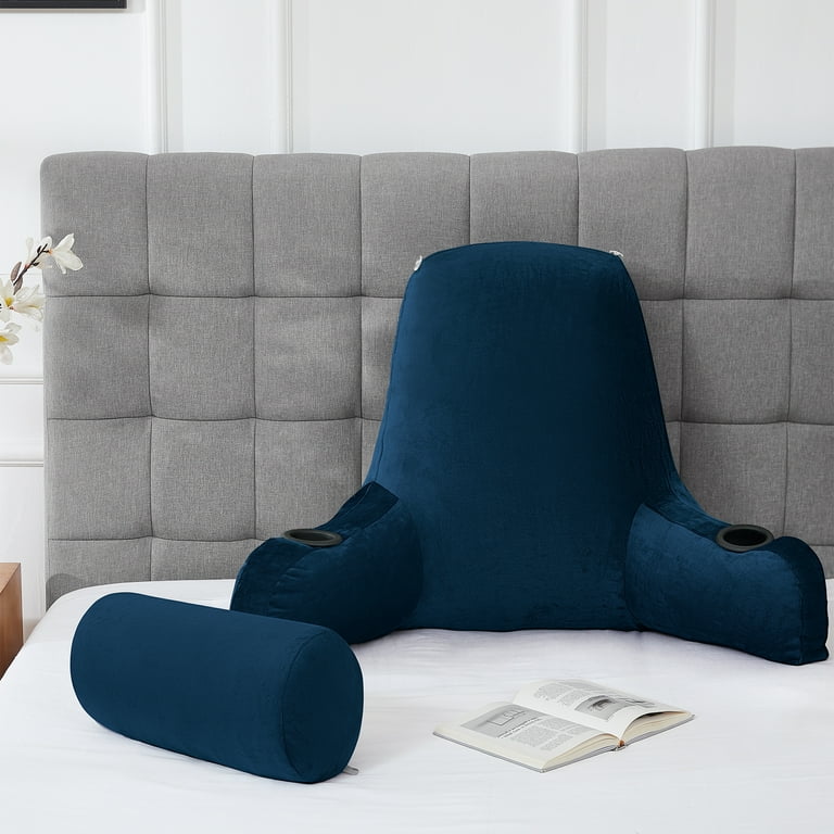 Navy blue bed rest pillow 2025