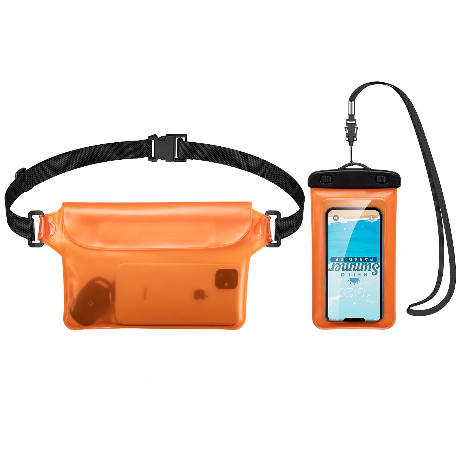 MATEPROX Waterproof Phone Pouch with Lanyard/Arm/Waist Strap, [2 Packs