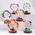 thumbnail image 2 of Xiao Hua Árbol de flores de piedra triturada de cristal natural azul, base de pila de madera, árbol de la fortuna, tejido a mano, árbol de la vida, adorno artesanal para el hogar, 1 pieza, 2 of 5