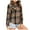 Brick Red, variant on Womens Summer Tops Casual Roll Up Long Sleeve Boyfriend Plaid Button Down Flannel Check Shirts for Women Beige M