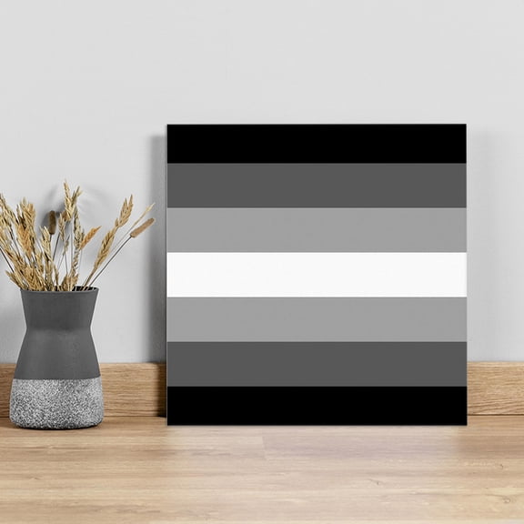 Black White Ombre Wall Art Painting on Canvas, Gradient Black Woods Farmhouse Canvas Art Home Prints Wall Art Framed Modern Artwork for Living Room Bedroom Wall Decor 8x8in
