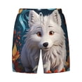 thumbnail image 4 of Lsque Mens Swim Trunks White Wolf With Flowers Pattern - Bathing Suit Compression Liner - Beach Swim Shorts Swimwear - (S-3XL) - Stretch Quick Dry -X-Large, 4 of 9
