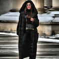 thumbnail image 2 of QATAINLAV Faux Fur Winter Coats for Women Thicken Warm Maxi Length Outwear Solid Color Open Front Overcoat Hooded Fuzzy Jacket Cardigan, Black, XXXXXL, 2 of 6