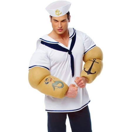 Sailor Shirt With Big Arms Popeye Mens Stag Party Halloween Costume Xl