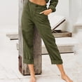 thumbnail image 3 of WILLBEST Pantalones Casuales de Mujer con Cintura Elástica y Bolsillos, Pantalones Casuales de Lino Cómodos para Uso Diario Chica, 3 of 5