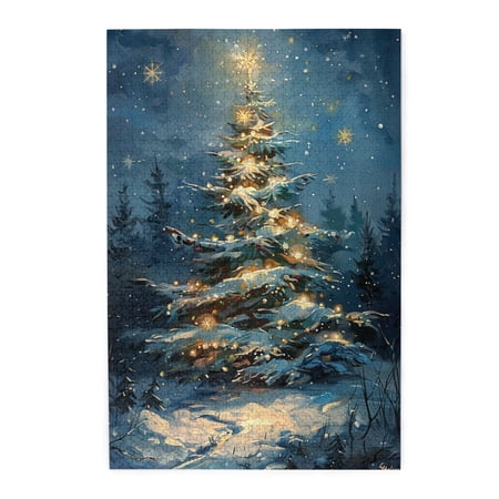 1000 PCS jigsaw Wooden puzzles 1000 pieces Christmas Tree Creative Activity Hobbies for Adults Challenging Brain Exercise Vintage Christmas Tree Wood Puzzle for Puzzle Lovers Gifts Stunning Artwork