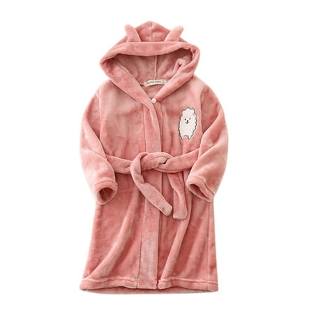 

GZEFJRQM Toddler Kids Baby Boys Girls Night Robe Dress Cartoon Bathrobes Hooded Warm Flannel Night Robe Sleepwear Pajamas Robe Warm Beach Cover Up