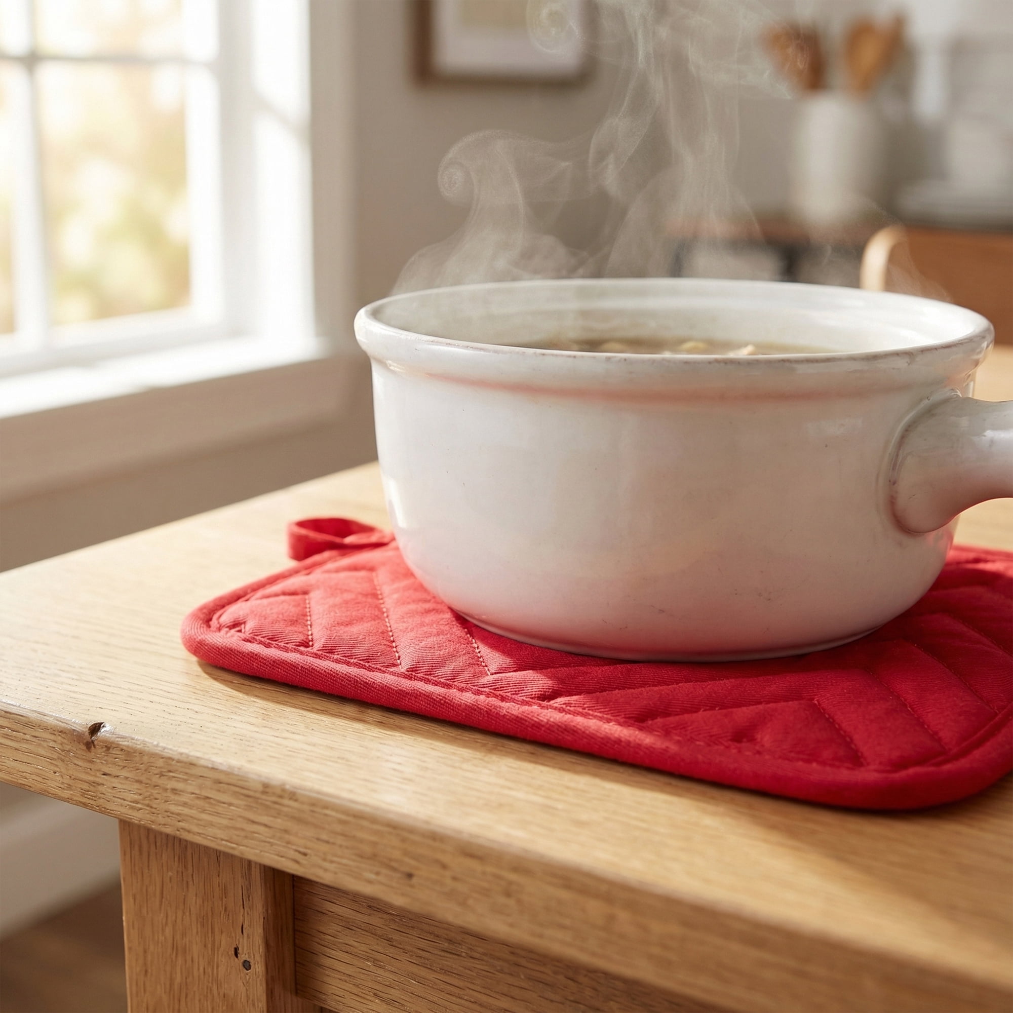 Unique Bargains 2 Pcs Heat Resistant Non Slip Pot Holders for Kitchen Red 9.1"x7.1"