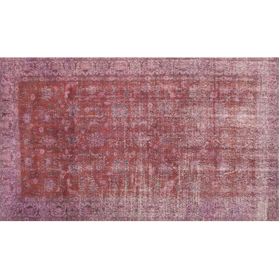 Ahgly Company Machine Washable Indoor Rectangle Contemporary PaleVioletRed Pink Area Rugs, 6' x 9'