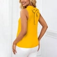 thumbnail image 5 of Miluxas Women's Sleeveless Halter Neck Blouse - Front Ruffle & Back Tie Bow Casual Tank Top Solid Flowy Shirts Ideal for Work and Daily Wear Yellow, 5 of 9