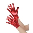 thumbnail image 4 of INSPIRE CHIC Women's Metallic Shiny Shimmer Full Finger Wrist Length Gloves for Party Costume 1 Pair One Size Red, 4 of 6