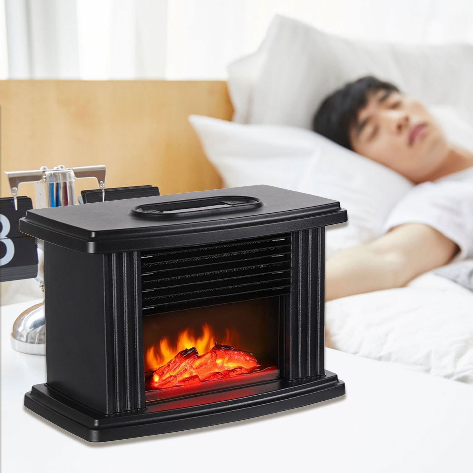 Mini Electric Fireplace Heater Simulated Flame Efficient Heating