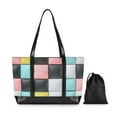 thumbnail image 7 of FORMRS Laptop Tote Bag for Women with 15.6" Computer Compartments Handbag, Gray Checkered Pattern, 7 of 7
