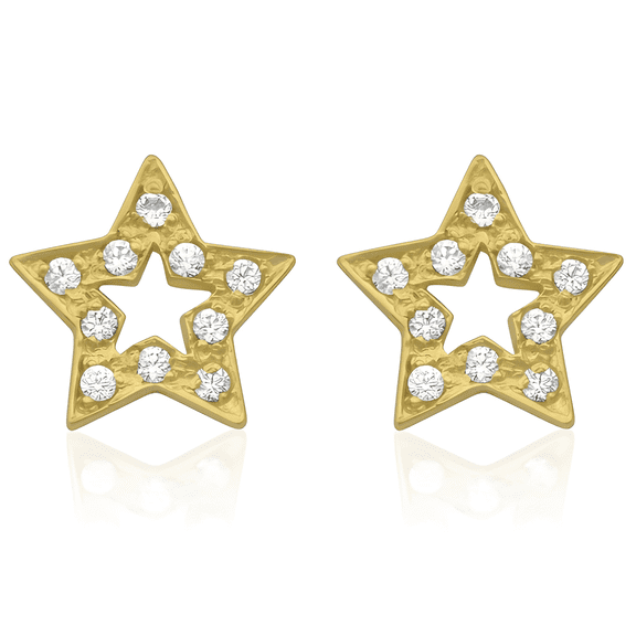 Vinali 14K Solid Yellow Gold Rock Star Stud Earrings