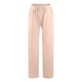 thumbnail image 4 of GUACER Womens Trousers Fashion Cotton Linen Drawstring Elastic Waisted with Pockets Baggy Straight Leg Pants, 4 of 5