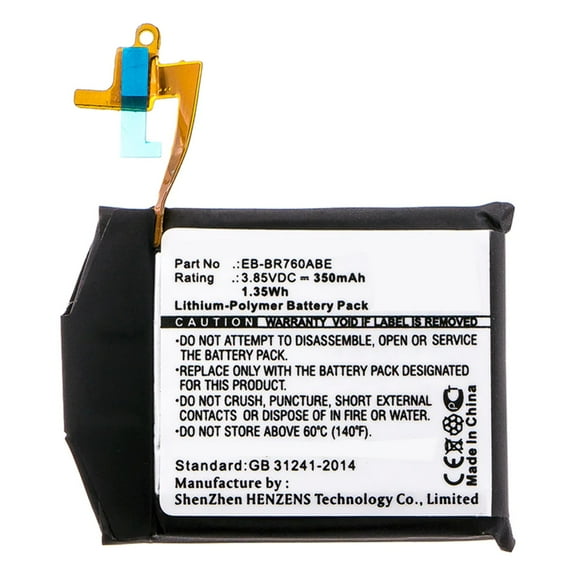 Batteries N Accessories BNA-WB-P13751 Smartwatch Battery - Li-Pol, 3.85V, 350mAh, Ultra High Capacity - Replacement for Samsung EB-BR760 Battery