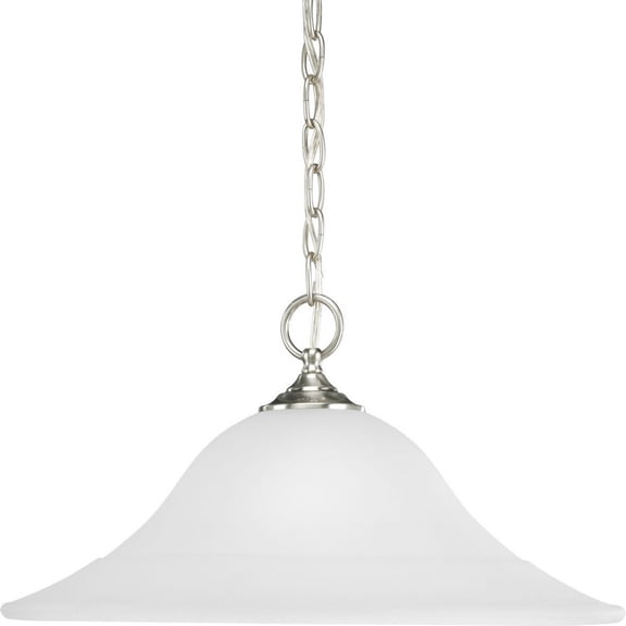 Progress Lighting Trinity 1-Light Pendant, Brushed Nickel, Etched Glass Shade