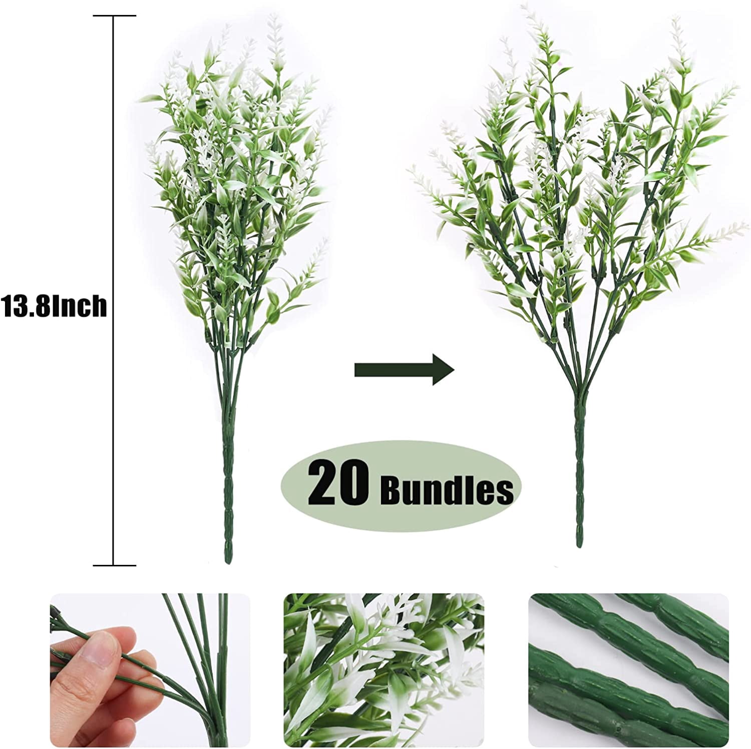 8 Bundles Artificial Flowers Fake Outdoor Plants Faux UV Resistant Lavender Flower Plastic Shrubs Indoor Outside Hanging Decorations (Fuchsia)