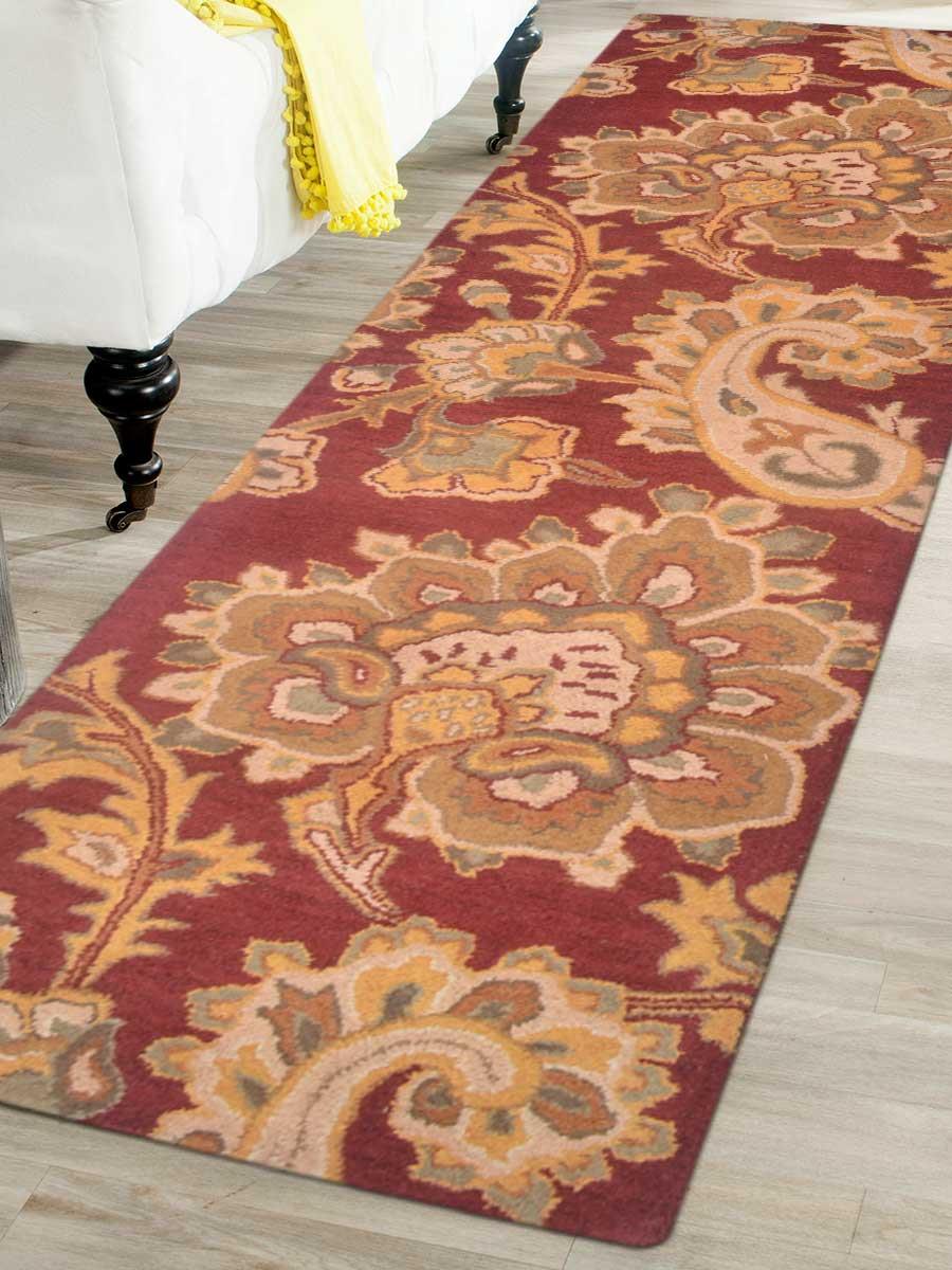 Rugsotic Carpets Hand Tufted Woolen Floral Area Rug K00151ColorDark