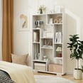 thumbnail image 4 of Topbuy Geometric Bookshelf 47-Inch Bookcase w/ Multiple Open Shelves Anti-Tipping Devices Freestanding Book Storage Organizer White, 4 of 9