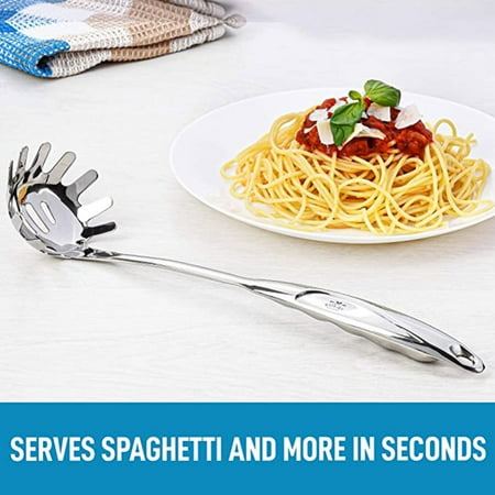 

Kitchen Pasta Server Stainless Steel Spoon with Ergonomic Handle for Spaghetti Noodles New