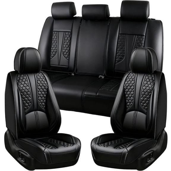 TIANLAIMEI Leather Car 5 Seat Covers Full Set For Chevy Silverado GMC 1500 2500HD 3500HD Truck Pickup 4-Door