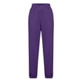 thumbnail image 3 of Women's Fleece Lined Sweatpants Loose Joggers With Pockets Cross Elastic Waist, Purple, M, 3 of 5