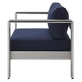 thumbnail image 3 of Lounge Chair Armchair, Sunbrella, Fabric, Aluminum, Metal, Steel, Silver Blue Navy, Modern Contemporary Urban Design, Outdoor Patio Balcony Cafe Bistro Garden Furniture Hotel Hospitality, 3 of 8