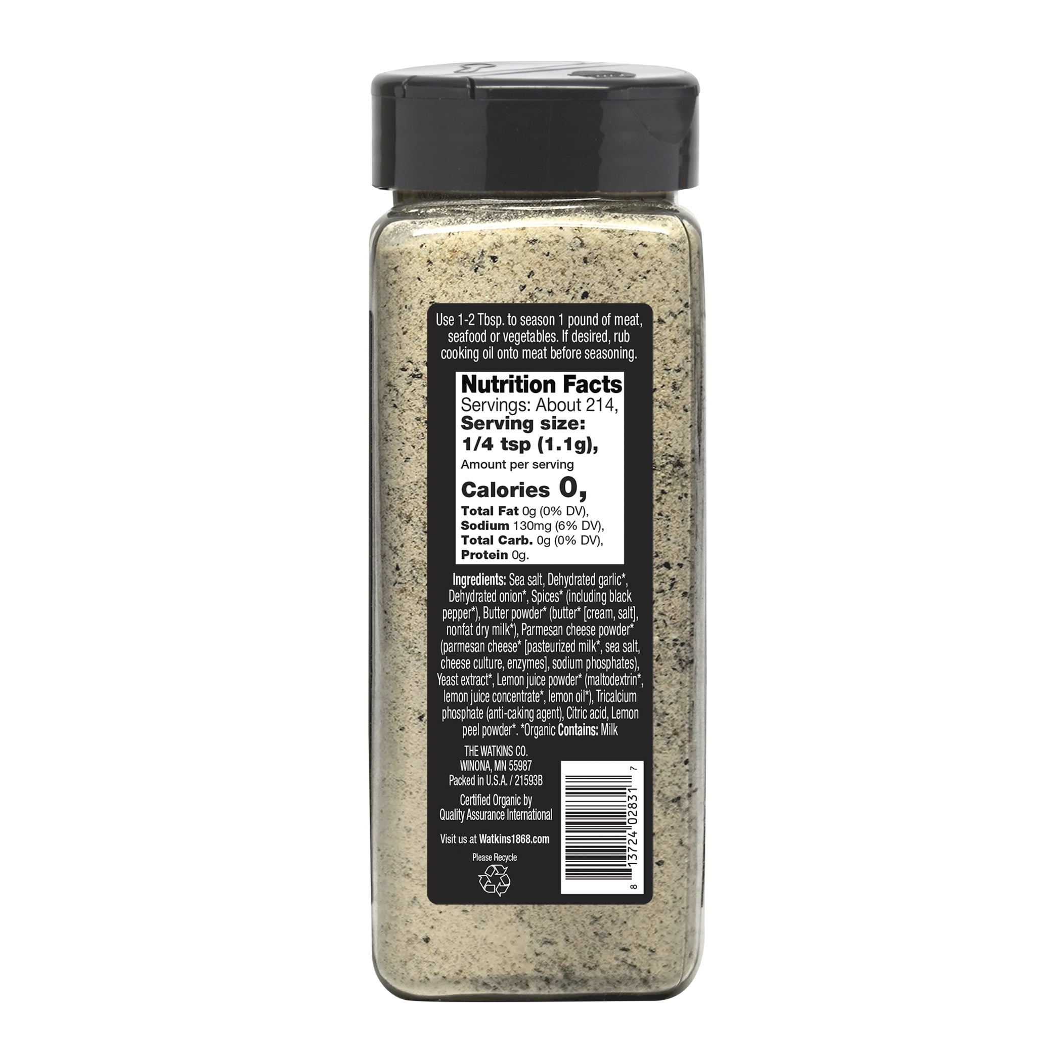 Watkins Cracked Peppercorn Parmesan Seasoning, 8.3 oz