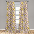 thumbnail image 5 of Ambesonne Floral Curtains, Hand Drawn Pansy Garden, Pair of 28"x63", Lavender Lilac Yellow, 5 of 5