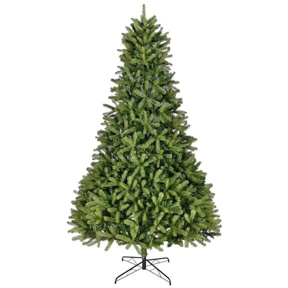 PODOT 9 Ft Artificial Christmas Tree with 2576 PE & PVC Mixed Branch Tips, Unlit Hinged Spruce Tree, Foldable Metal Stand, Holiday Decoration, Green