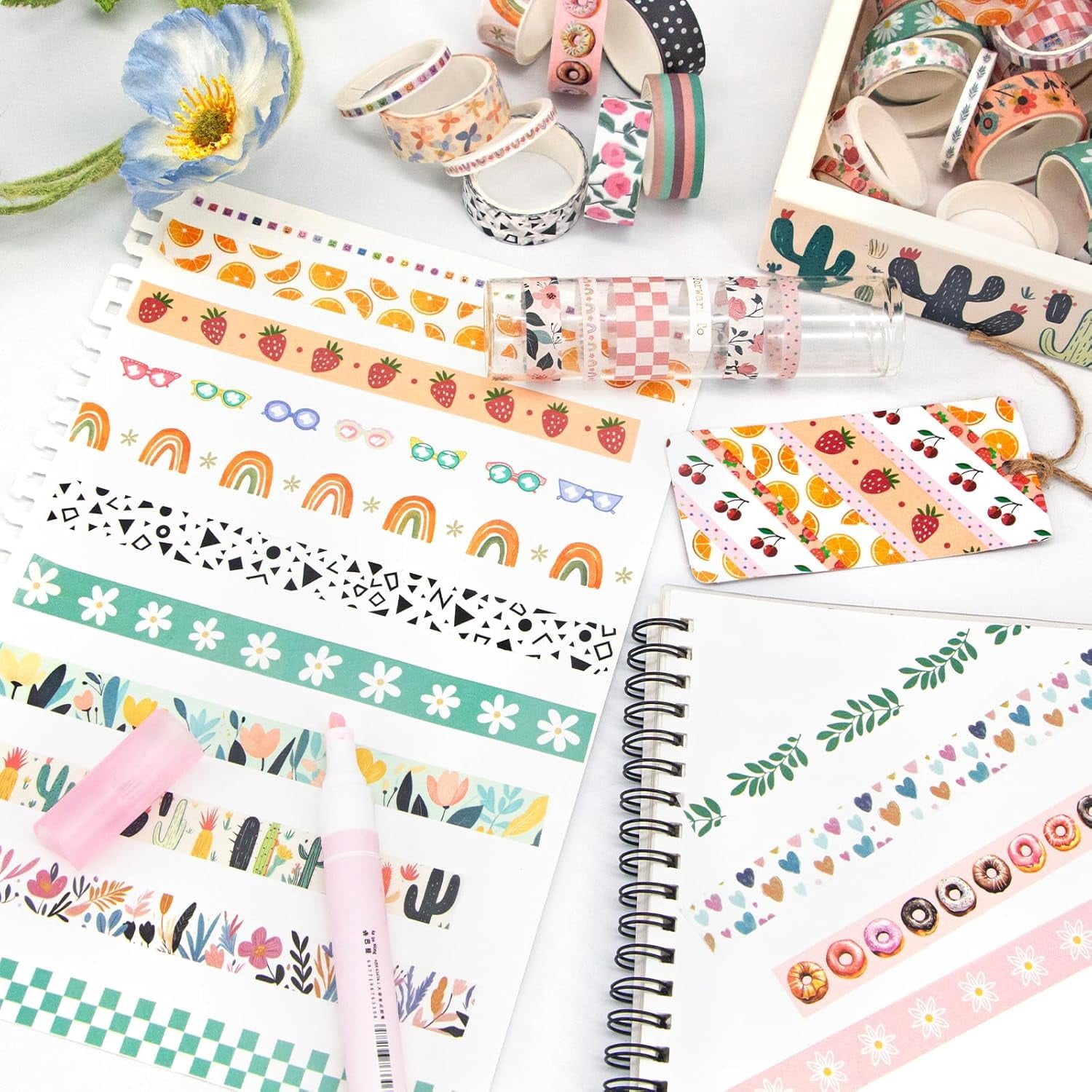 Holiday Washi Tape Set - Decorative Tape Seasonal Bohemian Colored Tape for Journaling Supplies, Scrapbooking Supplies kit