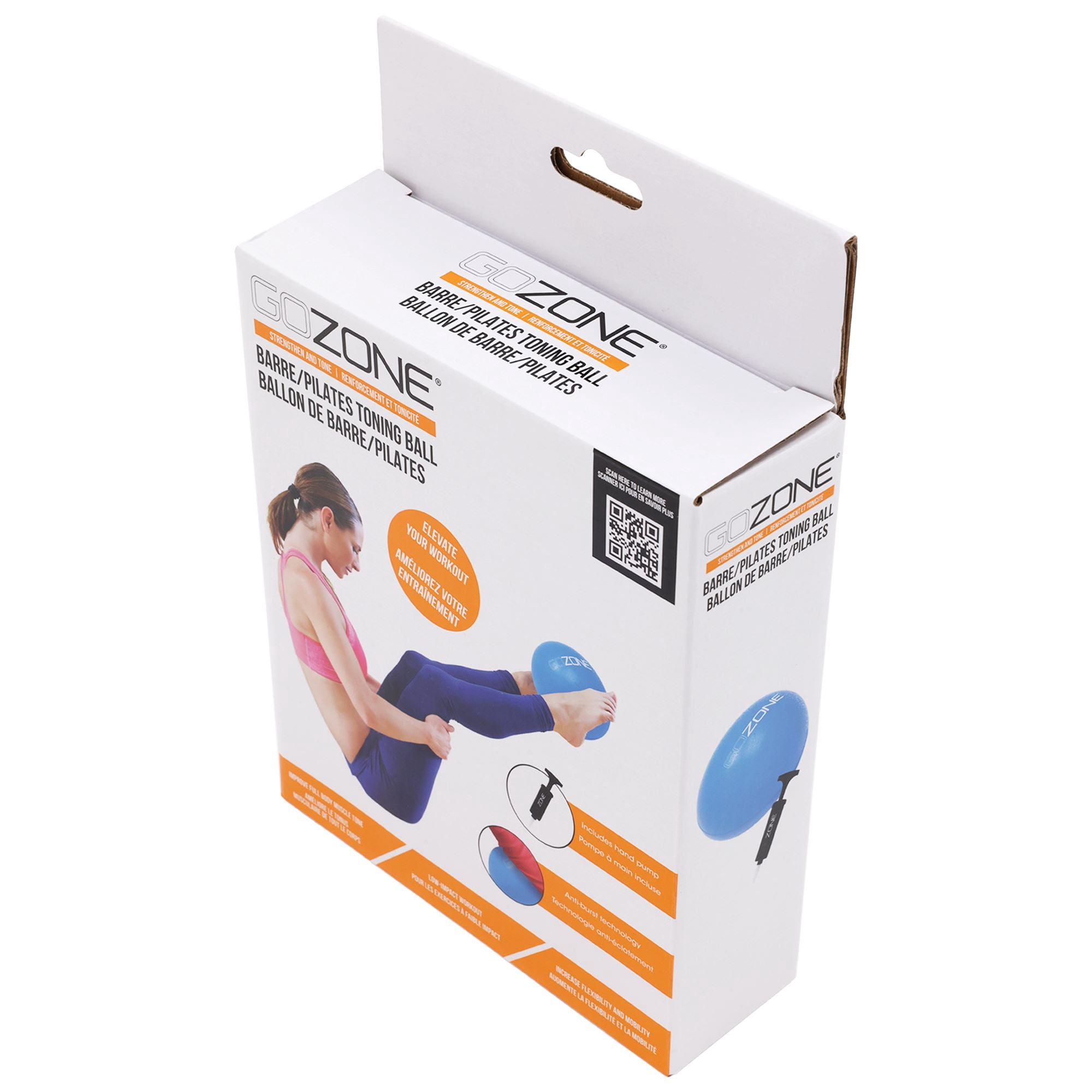 GoZone Exercise Ball for Pilates, Balance Ball for Toning, Yoga and Barre, Anti Burst, Includes Hand Pump, Blue, 9 Inch
