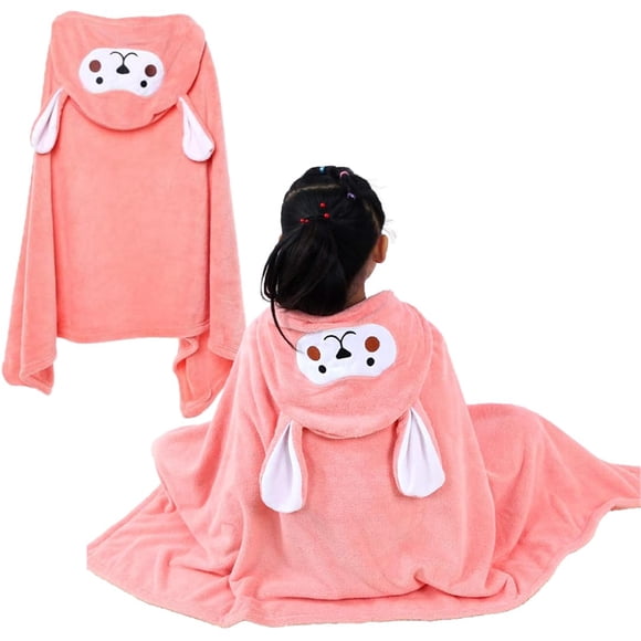 SAYCHEESE Toalla de Baño con Capucha – Toalla para Playa o Alberca, Bata de Baño Ultra Suave y Absorbente de Algodón 85 x 150 cm para Niños y Niñas (Conejo)