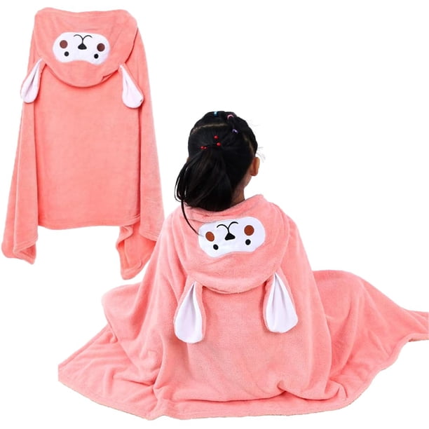 SAYCHEESE Toalla de Baño con Capucha – Toalla para Playa o Alberca, Bata de Baño Ultra Suave y Absorbente de Algodón 85 x 150 cm para Niños y Niñas (Conejo)
