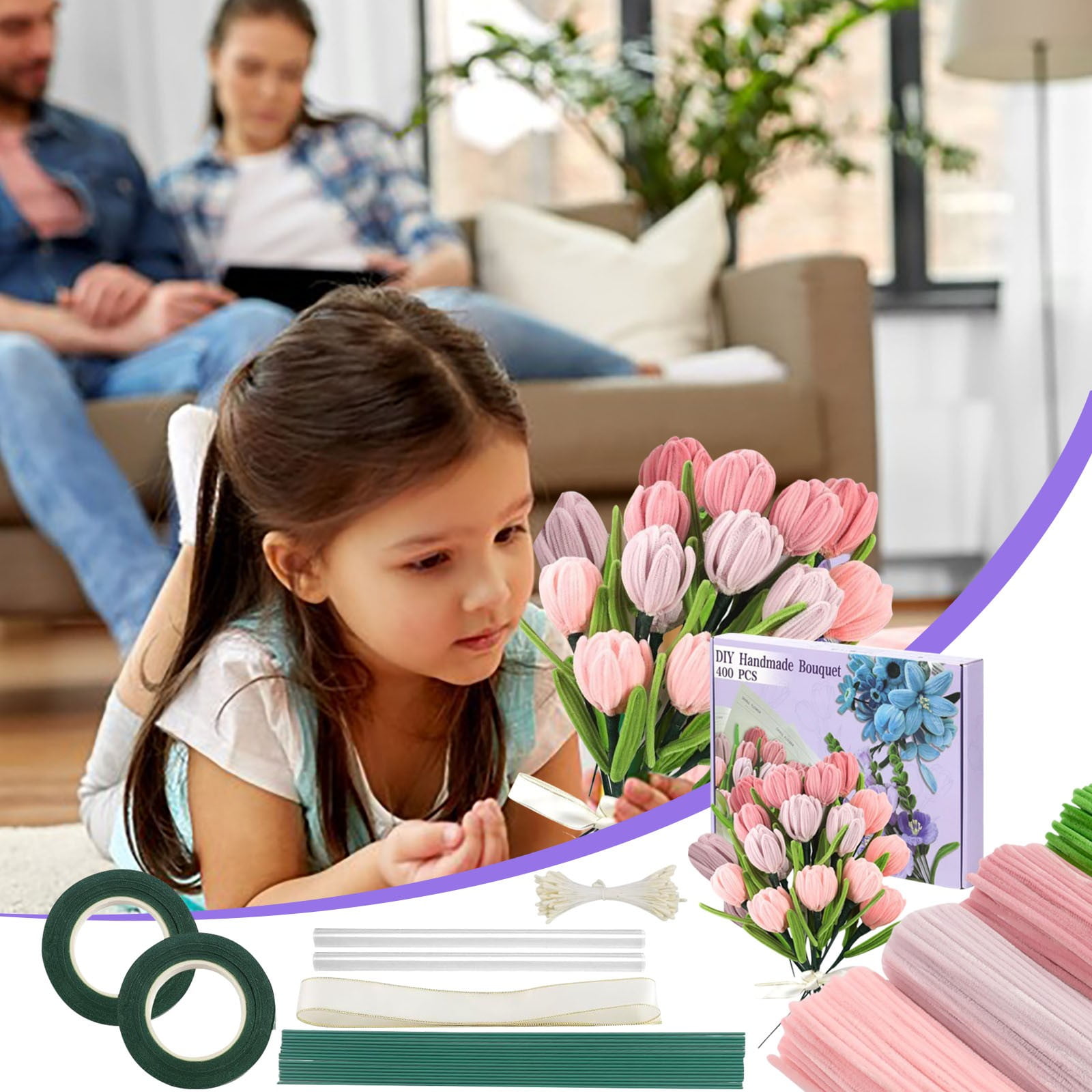 WZXPWT 400 Pcs Pipe Cleaners, Assorted Color Crafting Pipe Cleaners for Bouquets, Flexible Pipe Cleaners Kit for DIY Flowers, Long-lasting Pipe Cleaners for Handmade Gifts