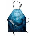thumbnail image 1 of Whale Apron Vintage Whale Poster Motif on Marine Grunge Backdrop Retro Ocean Graphic, Unisex Kitchen Bib Apron with Adjustable Neck for Cooking Baking Gardening, Petrol and Violet Blue, by Ambesonne, 1 of 3